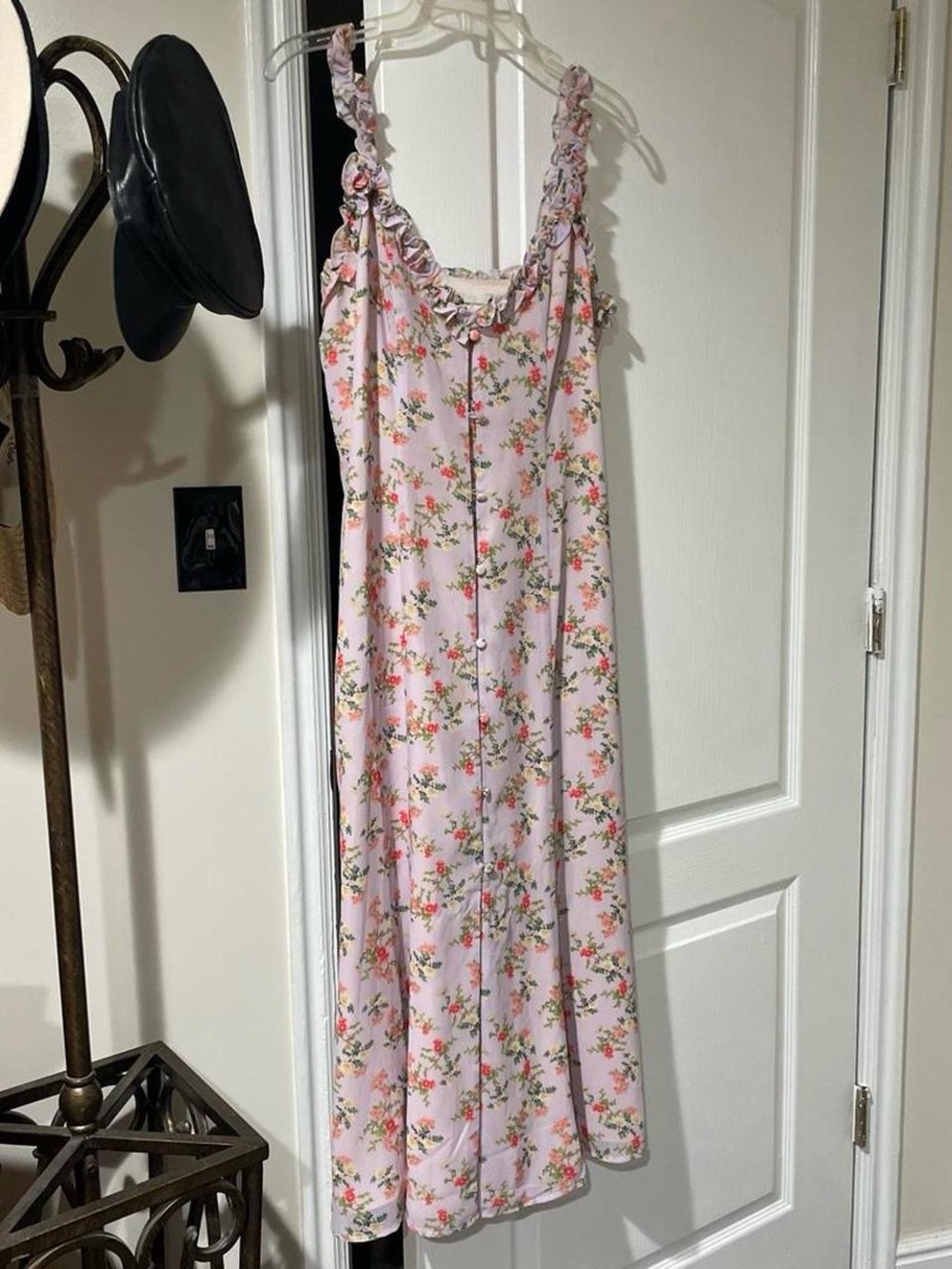 Lovers + Friends Pink Floral Slip Midi with Front Slit - Picture 2 of 4